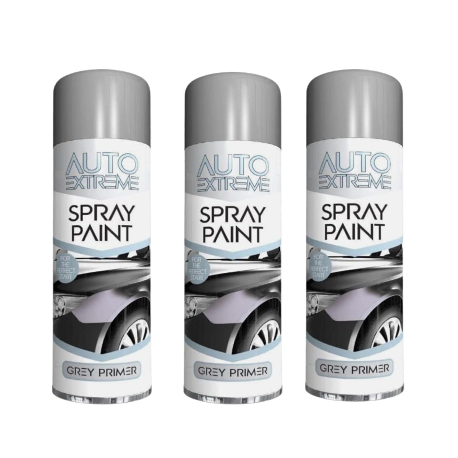 MSQUARE Grey Primer Spray Paint, Long-Lasting Finish, Fast-Drying, Matt-Finish, Non Cracking, Easy Application, Suitable For Use On Metal, Wood, Plastic, Glass, 250ML (3 Pcs)
