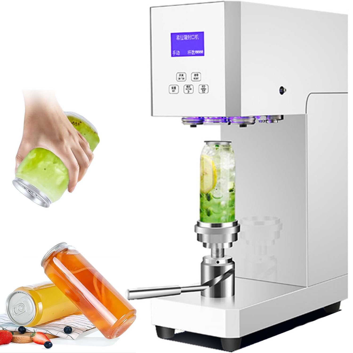ASerZenith Automatic Can Sealing Machine Electric Cup Sealer For Beverages, 4-6 Seconds Per Seal With Led Display, Ideal For Cafes, Bars, And Beverage Stores,White
