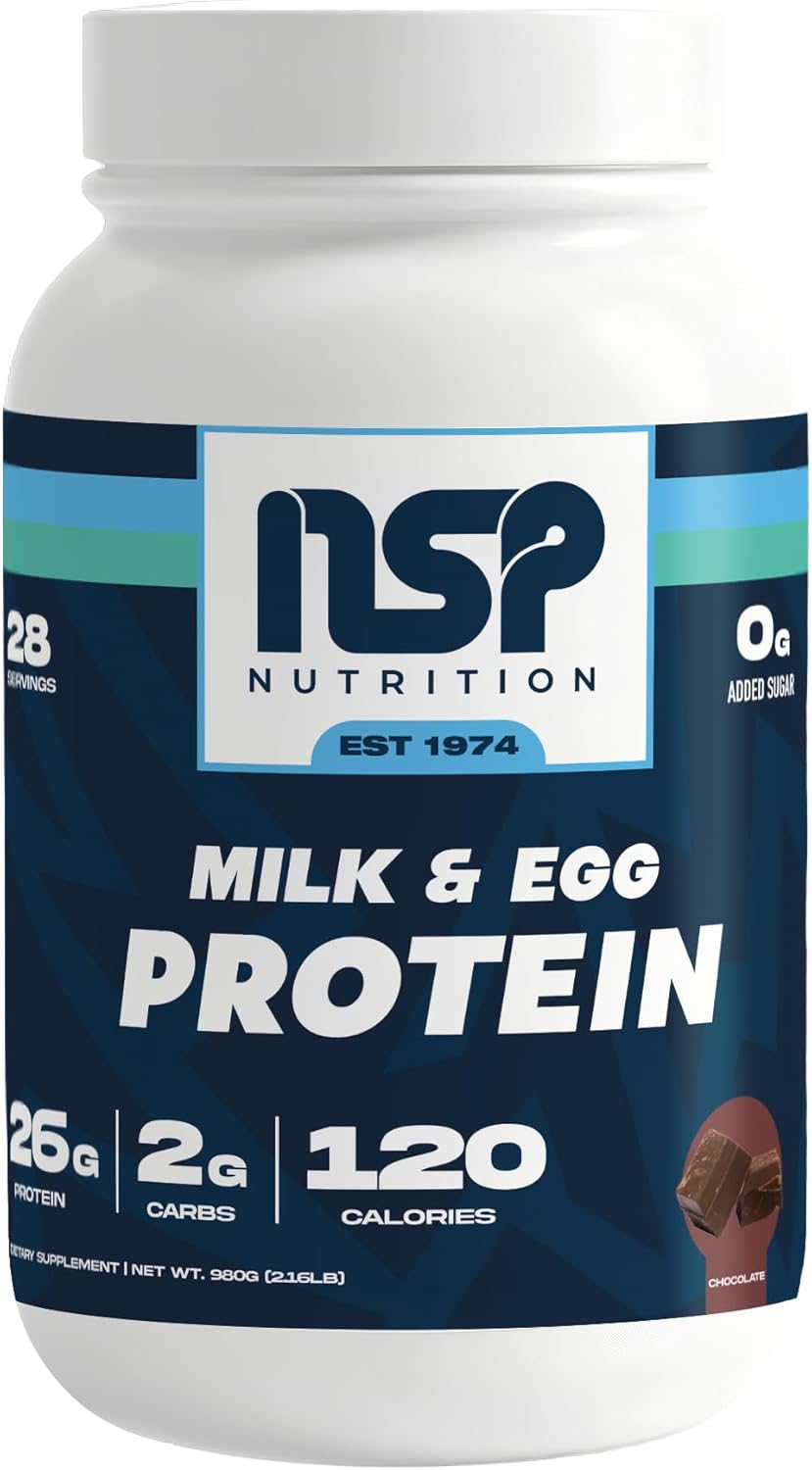 NSP Nutrition Milk & Egg Protein Powder | 26g Protein | 28 servings | perfect for sensitive stomachs | no bloating | build muscle | protein for sensitive stomachs French Vanilla