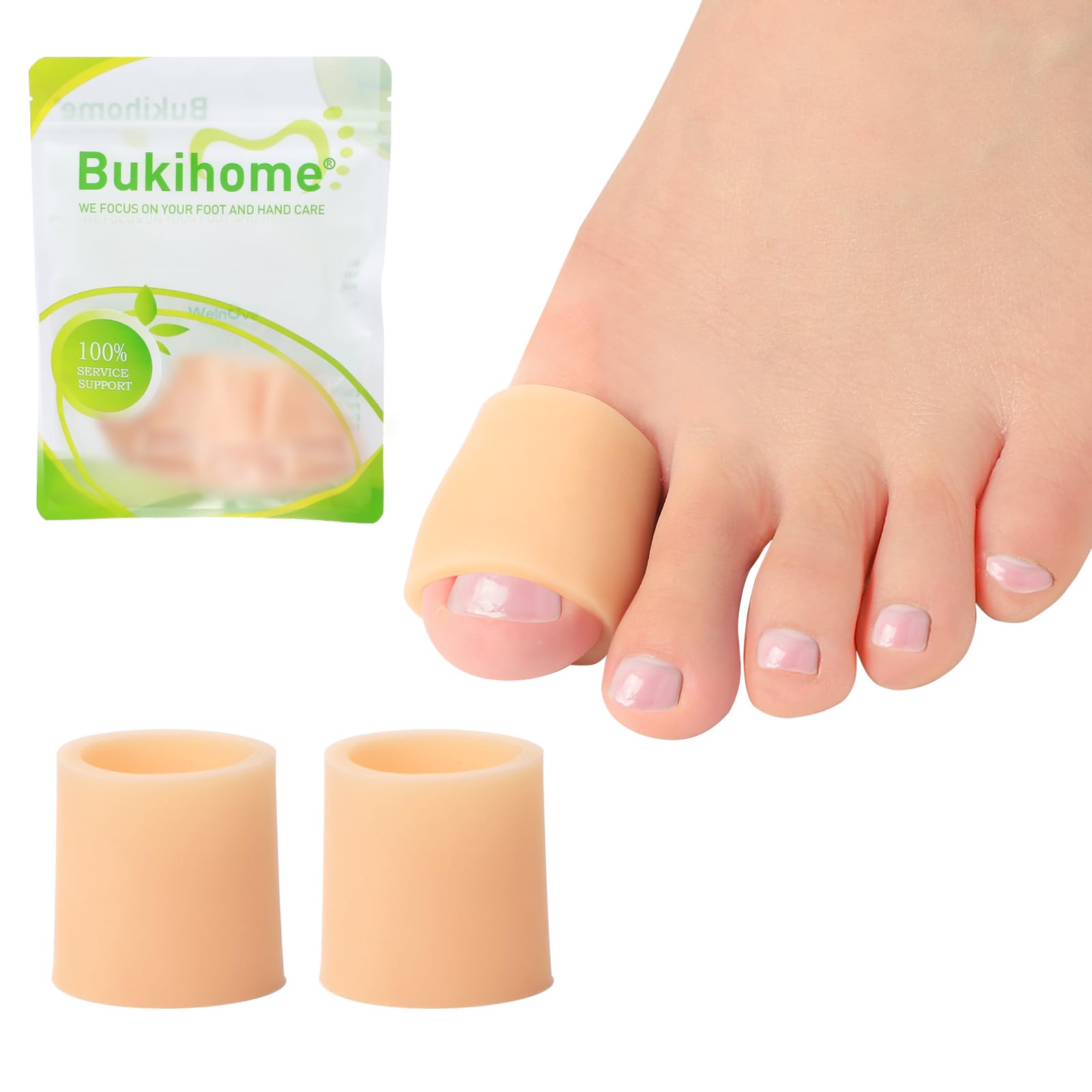 Bukihome Silicone Toe Protectors – 14 Pack Silicone Toe Sleeve for Hammer Toes, Corns, Calluses, Blisters – Soft Gel Protector Toe Cushions for Pain