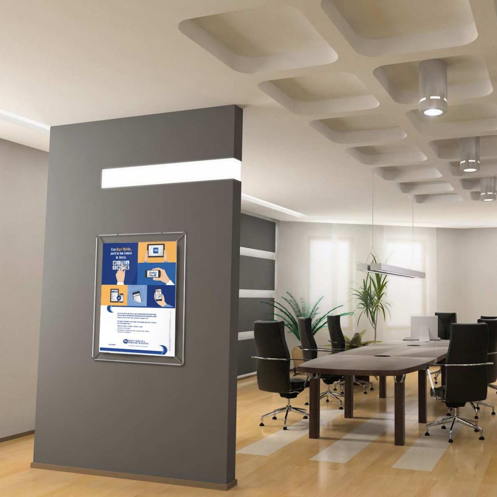 Cornice Telaio in alluminio porta poster con morsetti e molle per la tensionatura del telo - colore Silver (ARGENTO) - 4 angoli in ABS con fori per affissioni. (1, 70x100 cm - B1)