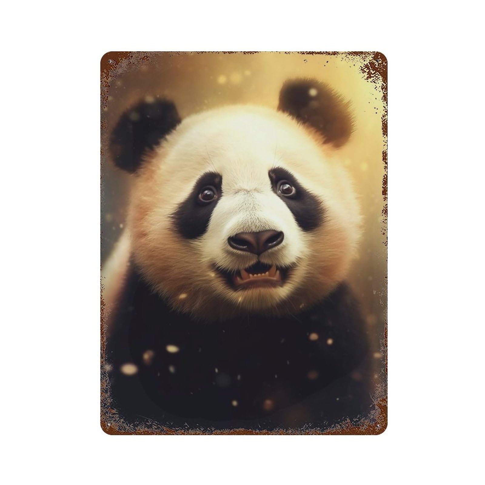 Distressed Metal Wall Sign Panda Pandas 15.7"x11.8", Vintage Wall Decor for Cafe, Home Bar And Lounge Decor
