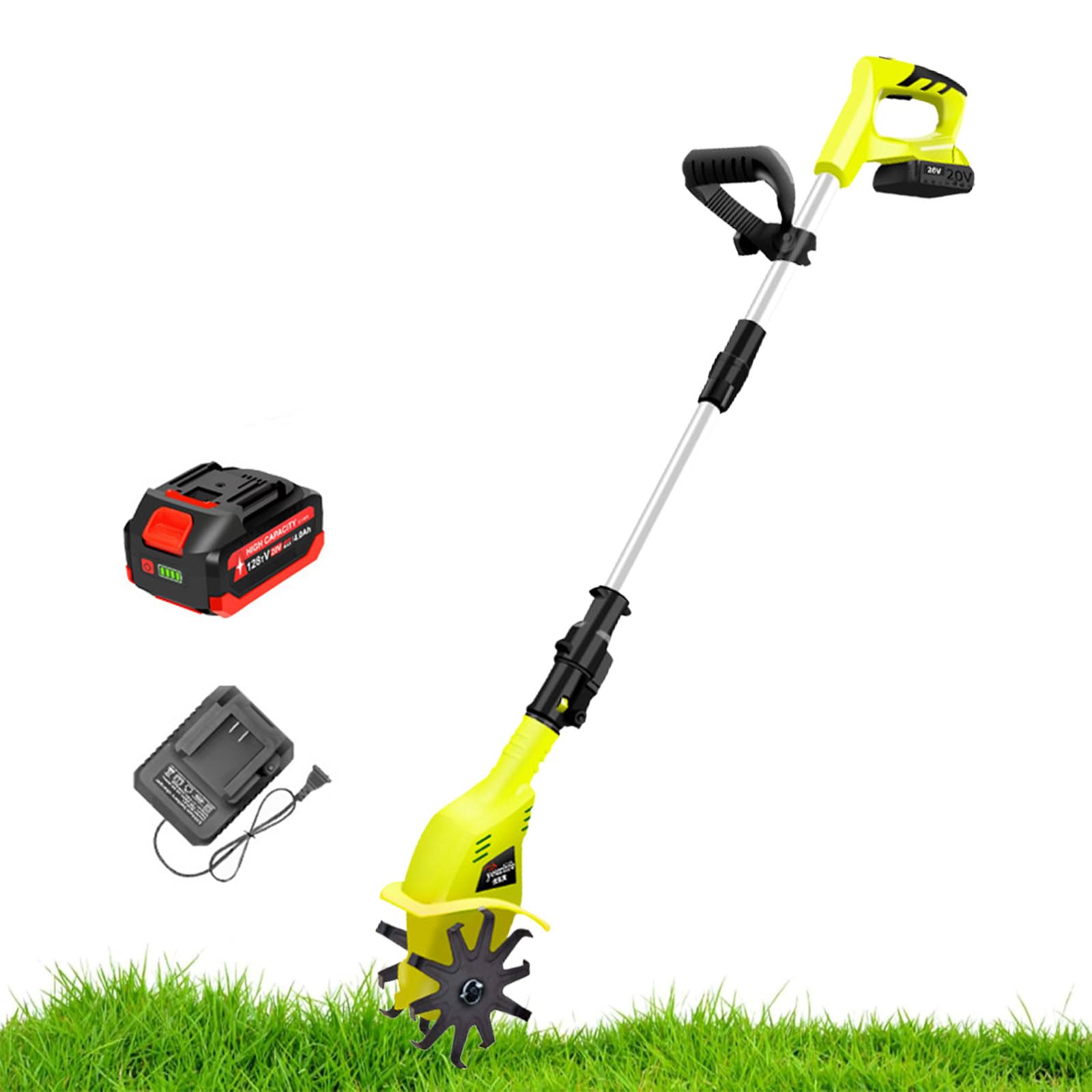 Rotavator eléctrico pequeño - Cultivador de jardín, con batería de Litio Recargable y Cargador, rotavator portátil para Jardines y parcelas de Verduras,TL-02