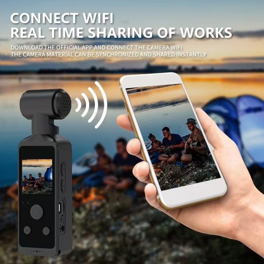 Générique Appareil de Poche, d'action 4K HD, Anti-secousse Rotative à 270 °, Appareil sous-Marine de 30 M avec Micro WiFi, Caméra Vidéo Portable pour la Plongée en Plein Air
