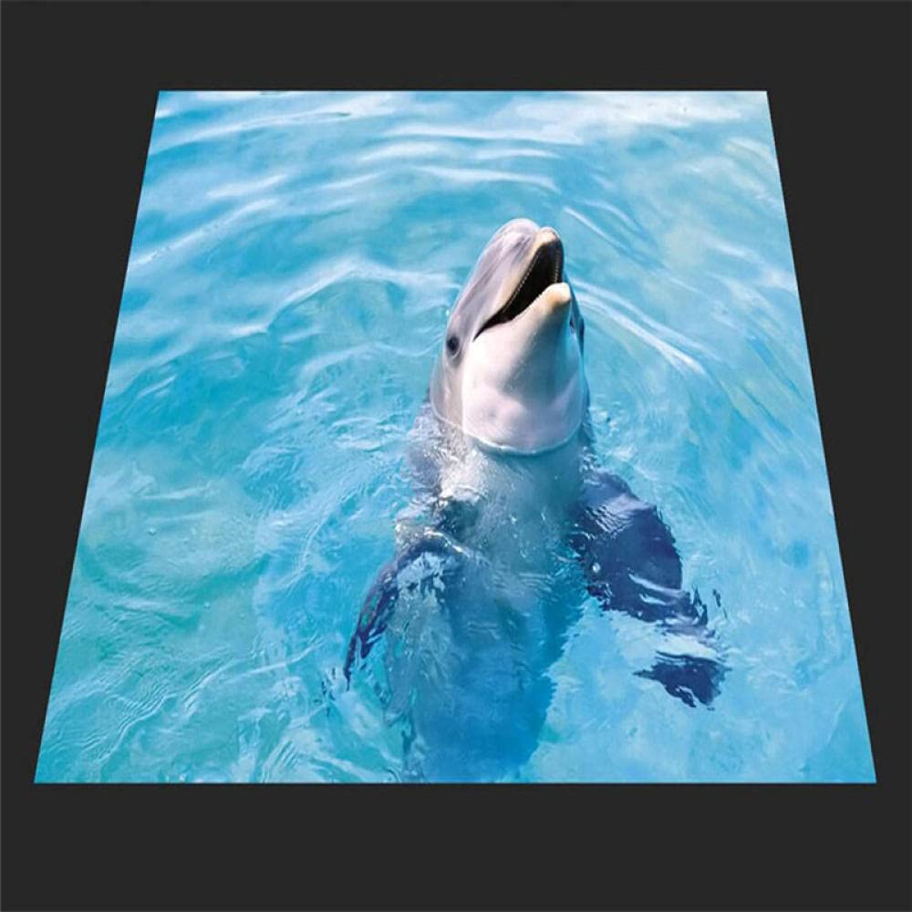 Autocollant De Sol Étanche Dauphin 3D, 200 * 140cm Sol Papier Peint Peintures Murales Auto-Adhésif Amovible Cuisine Bain Sol Étanche Tapis Tapis Impression Époxy