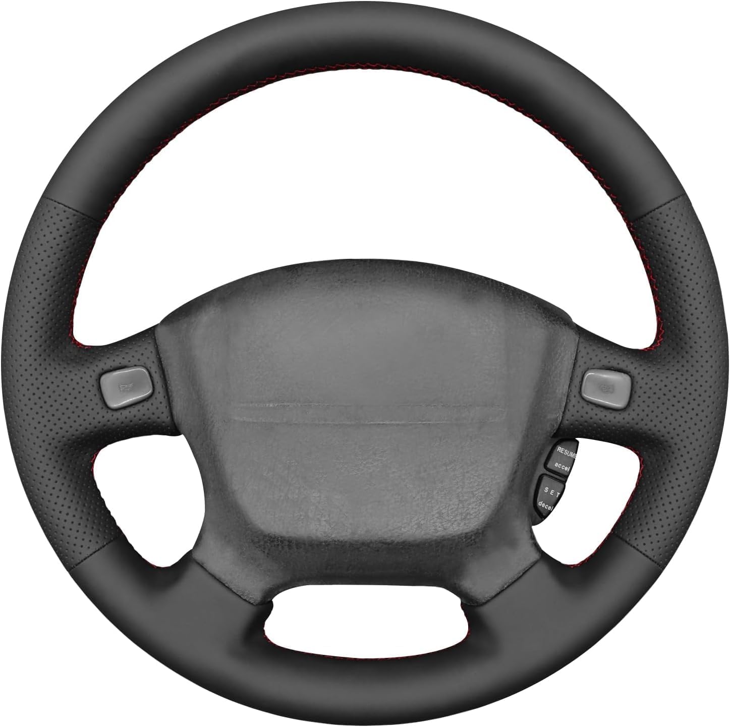 Black Genuine Leather Custom Stitched Steering Wheel Cover for Honda del Sol 1993-1997/ Honda Integra 1994-2001/Honda Civic EJ EG EJ1 EJ2 EG6 EG9 1992-1995 Accessories OEM Interior Parts (2)