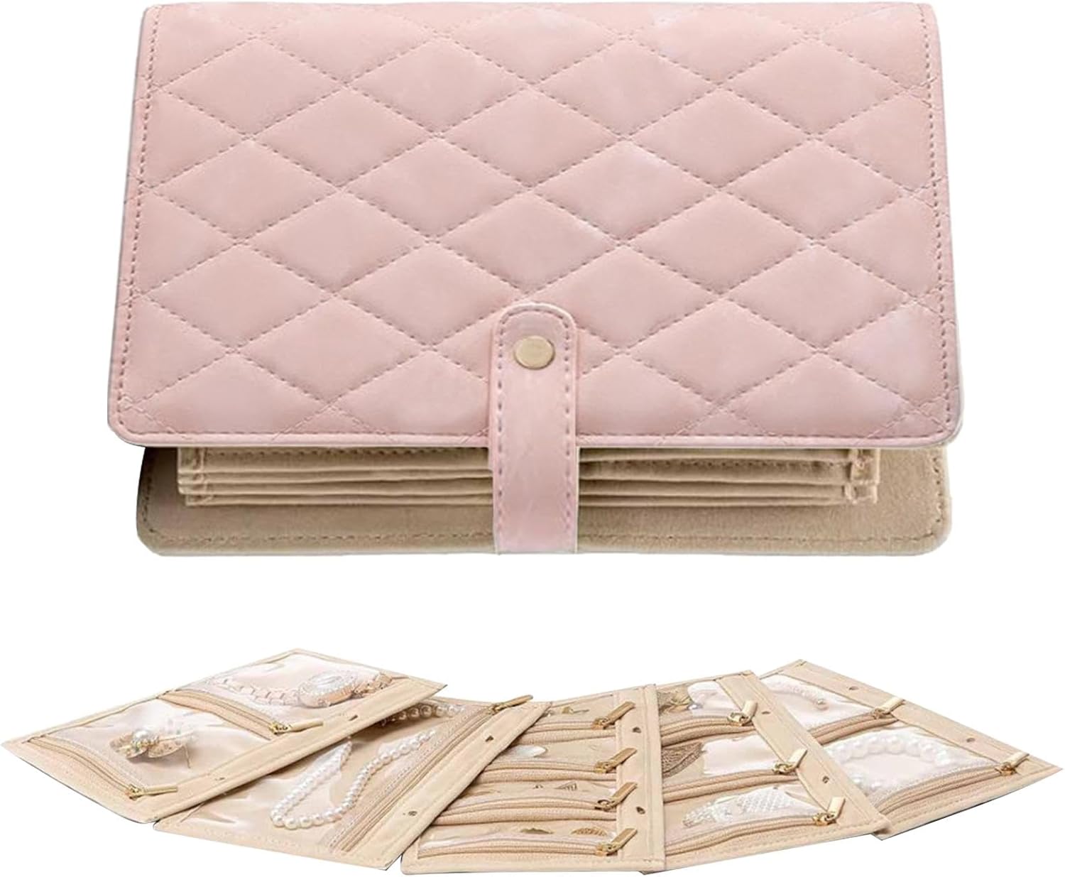 Travel Jewelry Organizer Case, Jewelry Storage Book Ring Binder with Clear Zipper Pouches, Portable Jewelry Storage Bag for Earrings, Necklaces, Rings, Bracelets