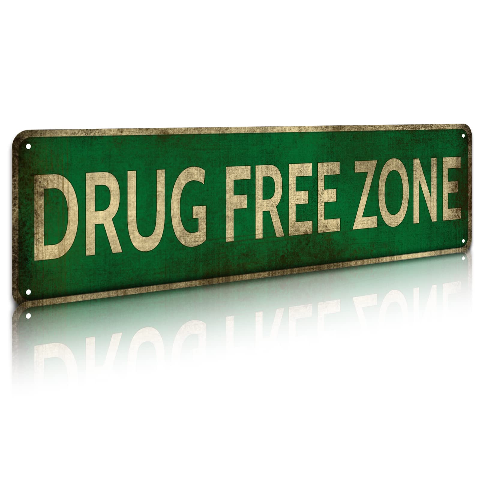 Great Tin Sign Aluminum Drug Free Zone Sign Outdoor & Indoor Sign Wall Decoration 4"x16" Inch