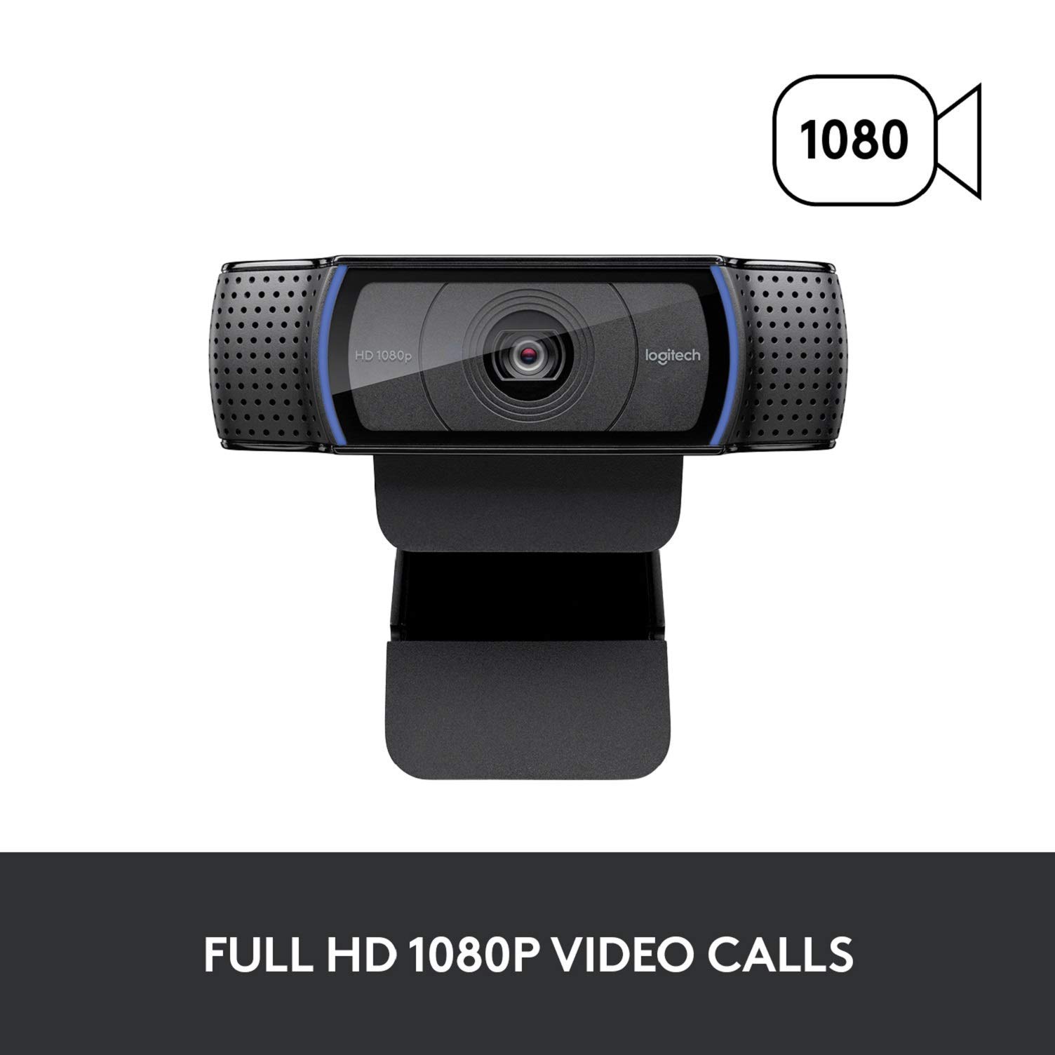 Logitech, Webcam C920 HD Pro, appels et enregistrement vidéo Full HD 1080p, double audio stéréo, jeux en streaming, deux microphones, petit, agile, réglable, noir (renouvelée)