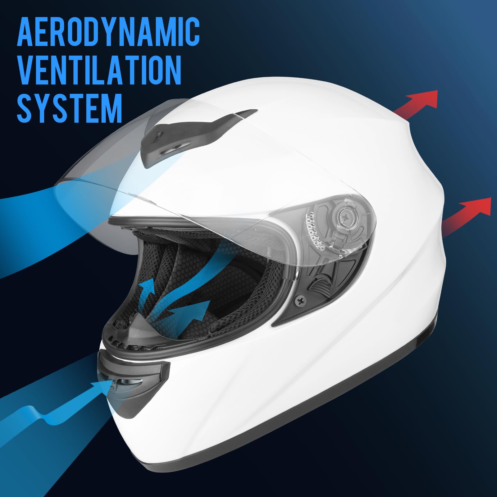 Favoto Motorradhelm Integralhelme für Erwachsene Vollvisierhelm Mopedhelm für Herren Damen Atmungsaktiv ECE Zertifiziert L (59-60cm)