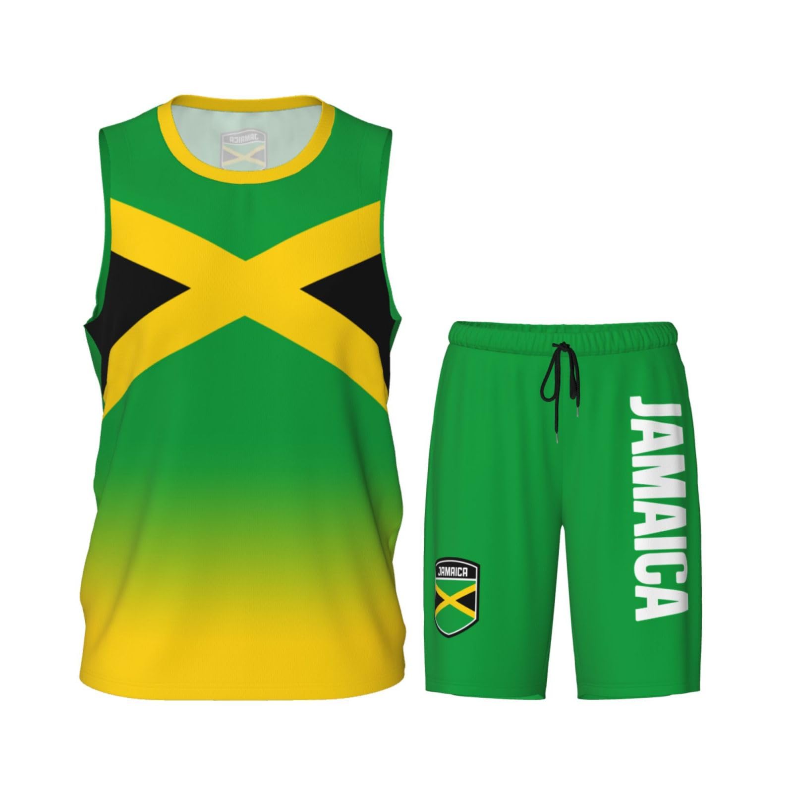 DABOYOZHZH Jamaica Flag Jamaicans Basketball Uniform Suit for Men Team Training Athletic Gradient Jersey
