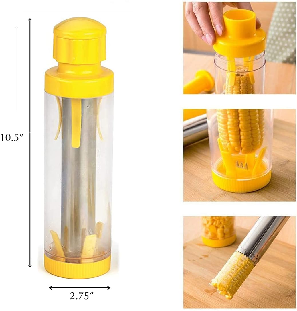Safer Corn Thresher,Quick Corn Stripper,Stainless Steel Corn Cob Remover Cutter Corn Peeler,Removing Fresh Corn Kernels Tool,Manual Corn Threshing No Splatters,Practical Kitchen Gadgets,10.5 inch image 5