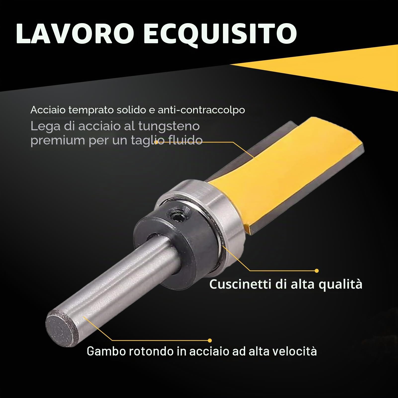 punte fresa legno 6mm 3pcs, set frese per legno per diverse tacche di profondità, Set di frese dritte, fresa per legno, frese per legno