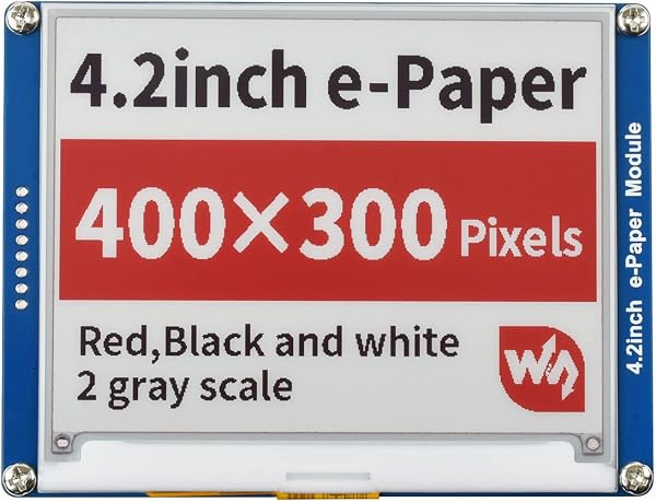 Waveshare 4.2 Inch E-Paper Display Module(B) Kit 400x300 Resolution Red Black White Three-Color E-Ink Screen Electronic Paper Module for Raspberry Pi/Jetson Nano/Arduino/STM32 via SPI Interface - 1