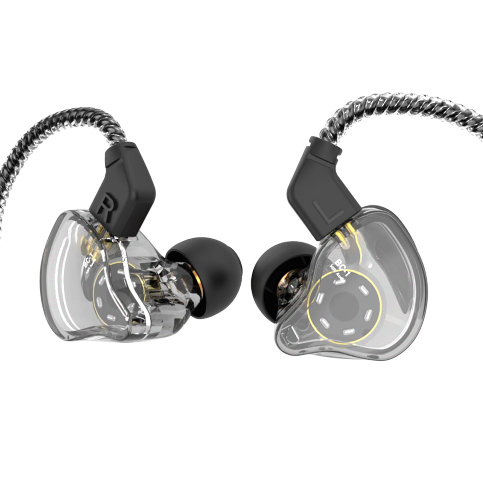 Monitores Intrauditivos Auriculares con Cable Auriculares con Sonido Estéreo de Alta Fidelidad Cancelación de Ruido Bobina Dinámica 10 Mm Cable Desmontable Ajuste (B)