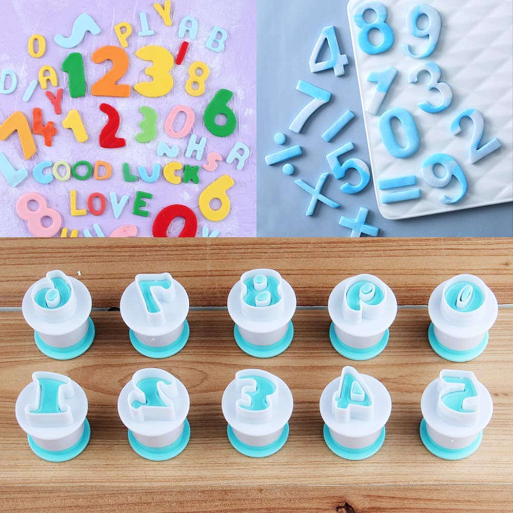 BENBO Buchstaben- und Zahlen-Kuchenform-Set, 36-teilig, für Fondant, Kuchen, Zucker, Basteln, Kekse, Stempel, Prägestempel, Plunger Plunger Keksausstecher
