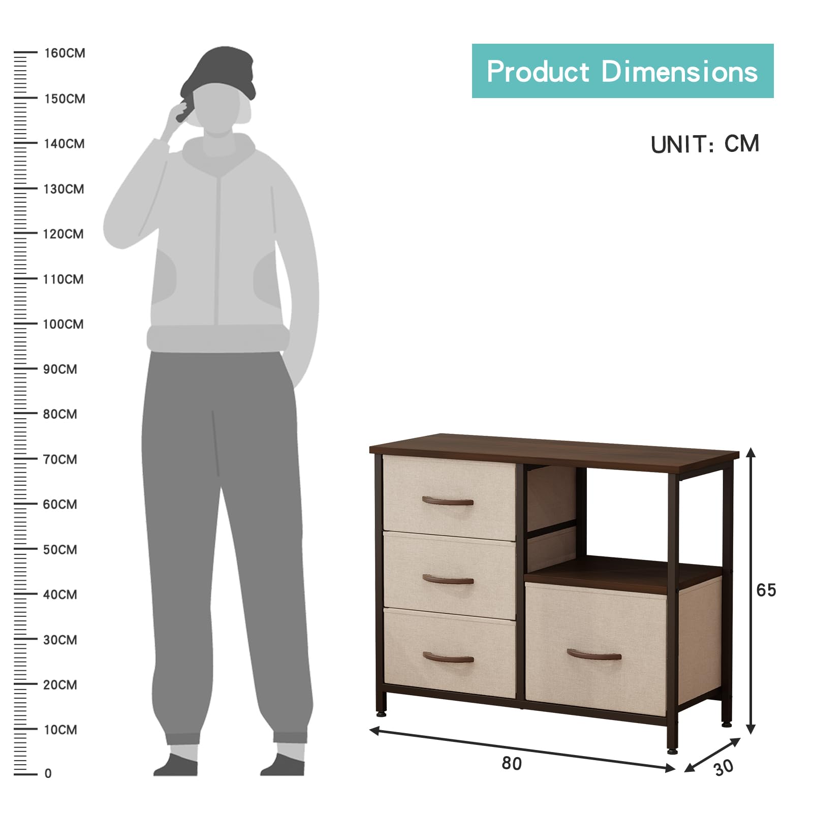 Amazon Brand - Umi Fabric Chest of Drawers Closet Drawer Organizer for Wardrobe Drawer Storage Organizer Chest of Drawers for Bedroom Living Room Book Toys Storage (CLS-007) 3