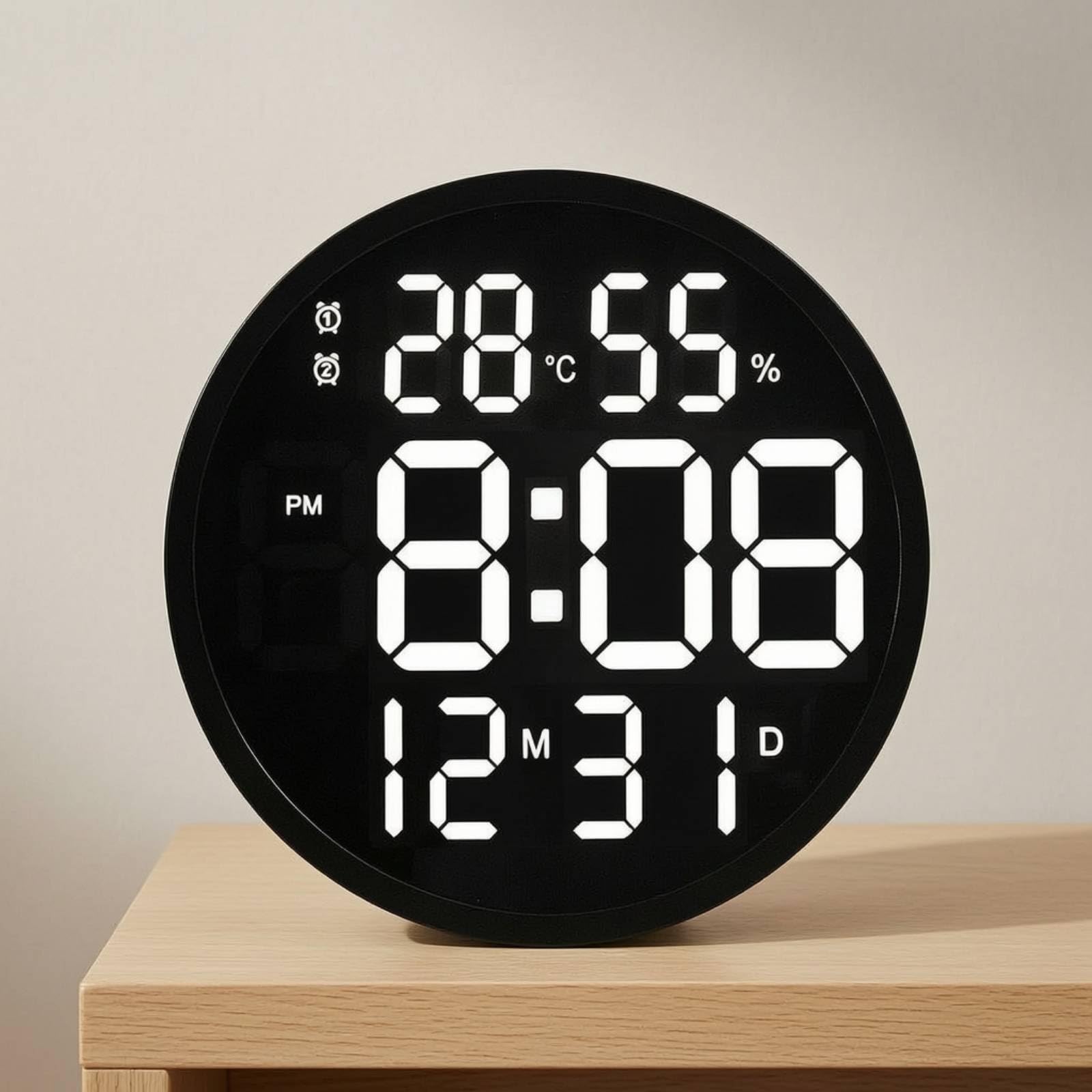 Orologio da Parete Digitale Grande Orologio a LED per Ufficio, Bianco