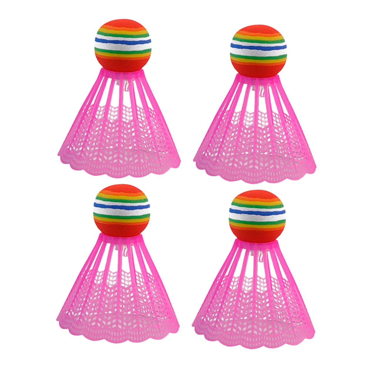 Mikikit 4Pcs LED Glow The Dark Badminton Shuttlecocks Durable Nylon Birdies for Sports for School Family Fun Pink