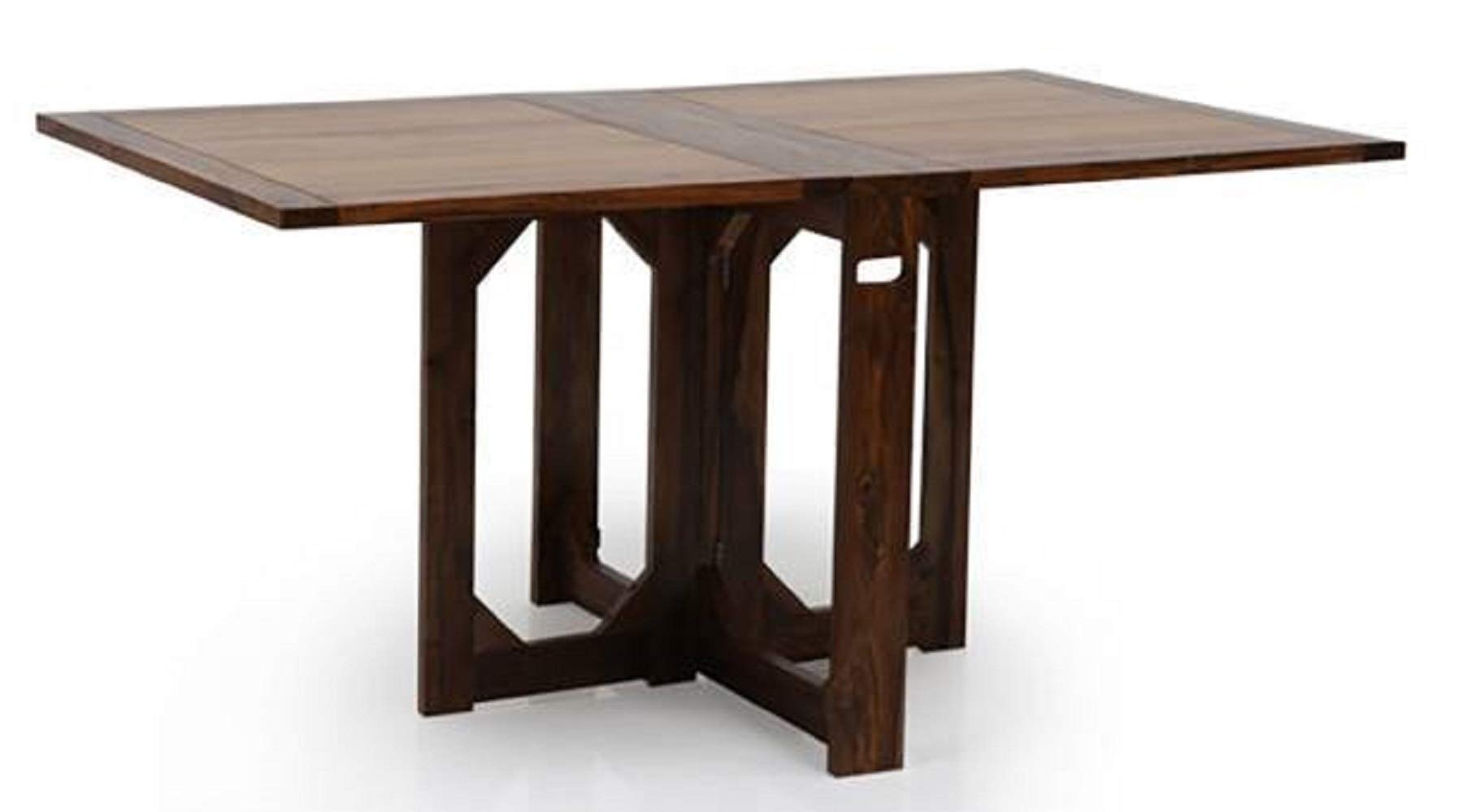 Woodstage Solid Wood Foldable Dining Table for Dining Room Wooden Multipurpose Table for Living Room Home and Office (Brown Finish)-image-21