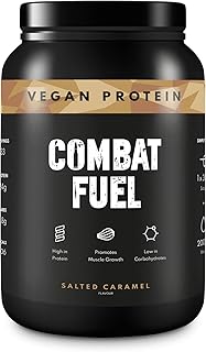 Combat Fuel Premium Vegan Protein Shake Powder | 100% Military Safe I Vegan Protein Blend | Pea Protein | Soya Protein | Low in Carbohydrates | High Protein | 33 Servings per 1 kg Tub (Salted Caramel)
