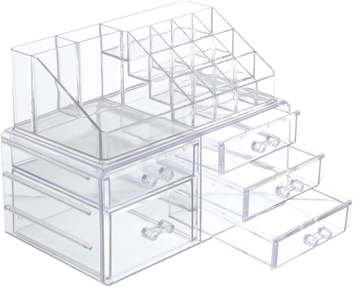 COLLBATH Acrylic Multi-layer Beauty Cosmetic Drawer Organizer, Desktop Makeup and Lipstick Storage Case, Cosmetic Display Container for Vanity and Bathroom Use
