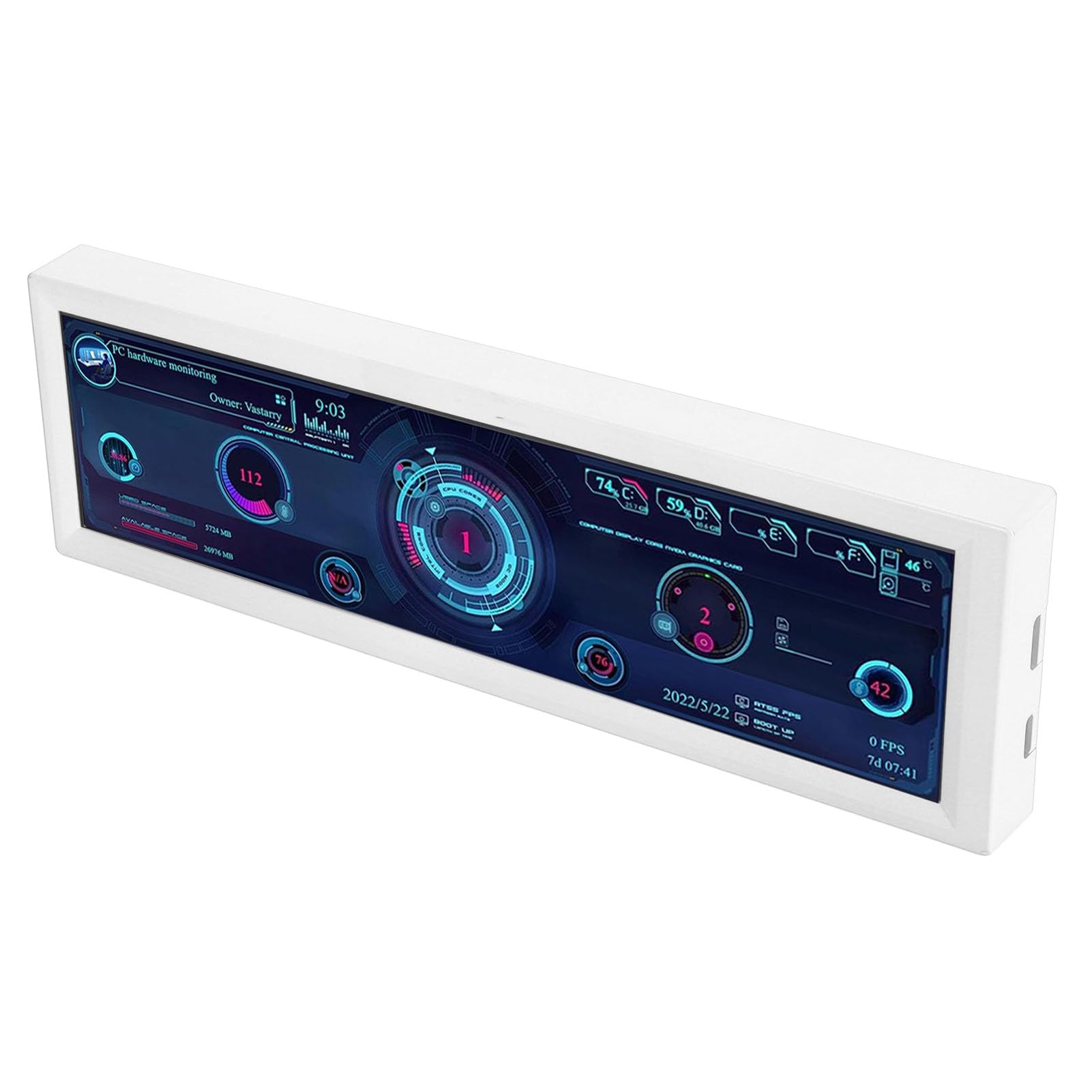 Keenso Display Professionale per Temperatura CPU PC da 8,8 Pollici Schermo LCD HD IPS per RPi, Plug and Play per Professionisti, Programmatori, Studenti - ABS, 1 Display (WHITE)