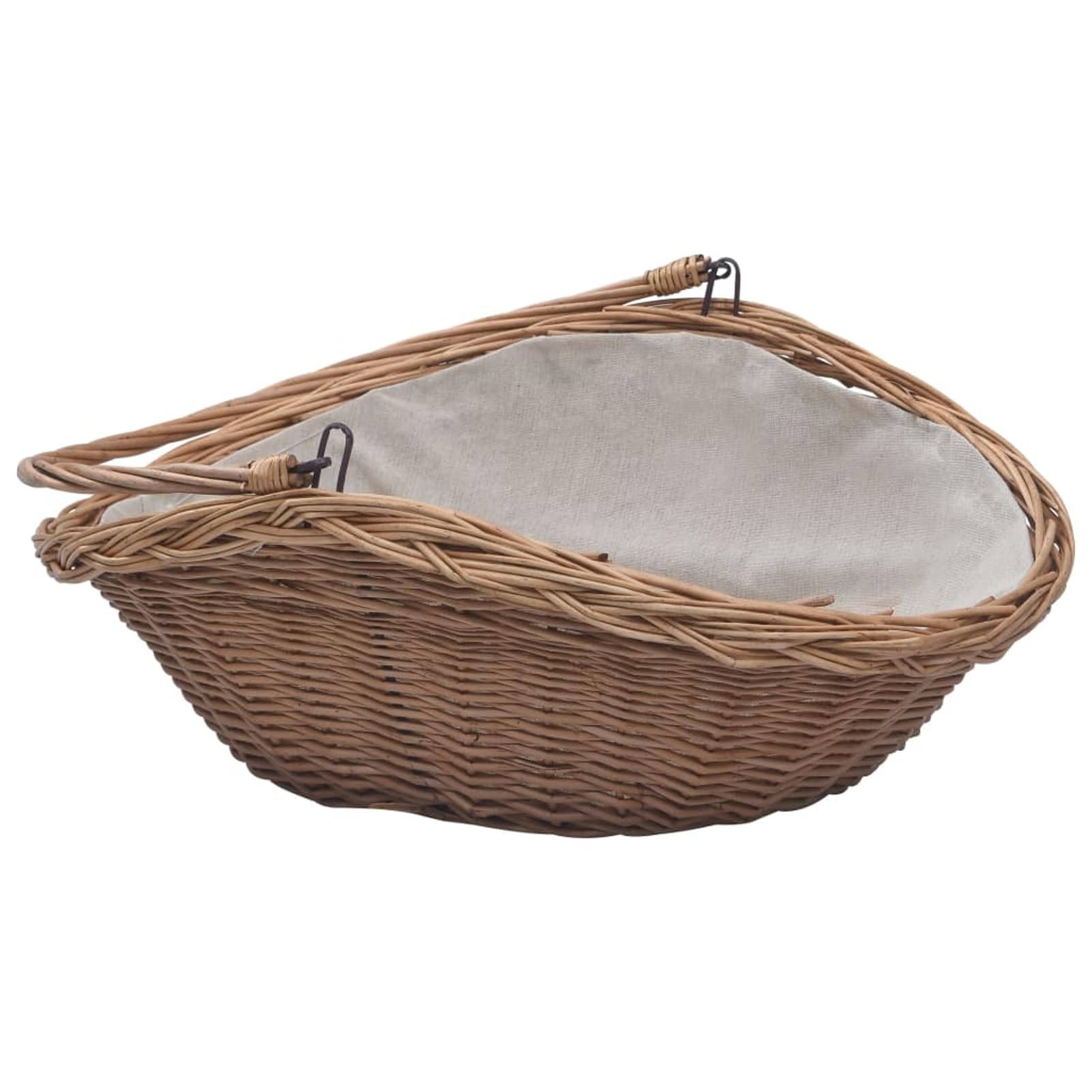 Homgoday Cesta Legna da Ardere con Manico 57x46,5x52cm Marrone in Salice, Mobili per Casa Interno Esterno Soggiorno Camera da Letto