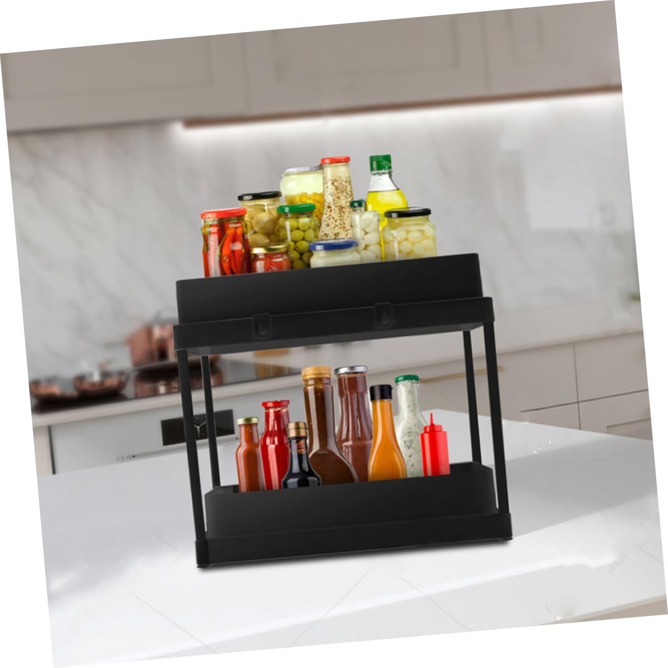 ULTECHNOVO Organizer Estraibili Per Mobiletto Sottolavello Cucina Ripiano Portaoggetti Telescopico Retrattile in Abs Supporto