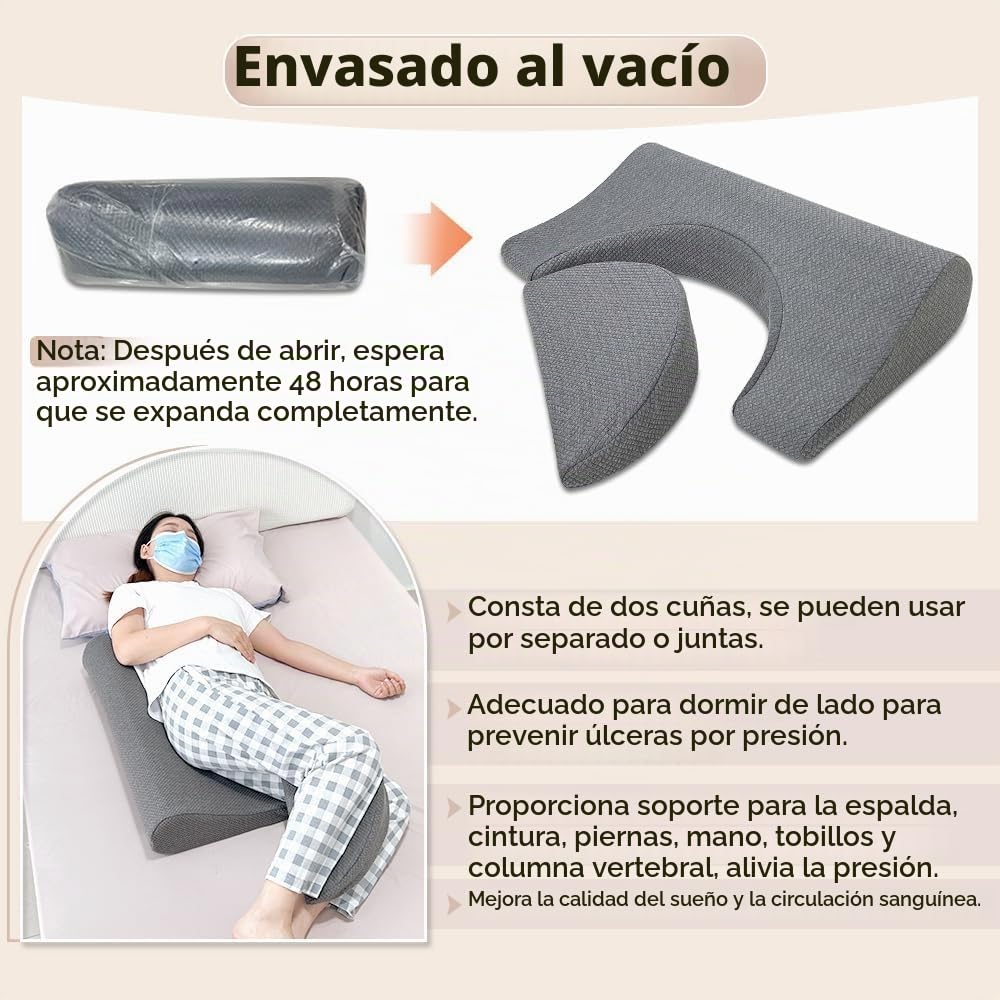 NEPPT Bedsore - Almohada de cuña giratoria para cama de ancianos, cojín de cama para evitar llagas de cama, almohada de espuma para dormir de lado (gris)