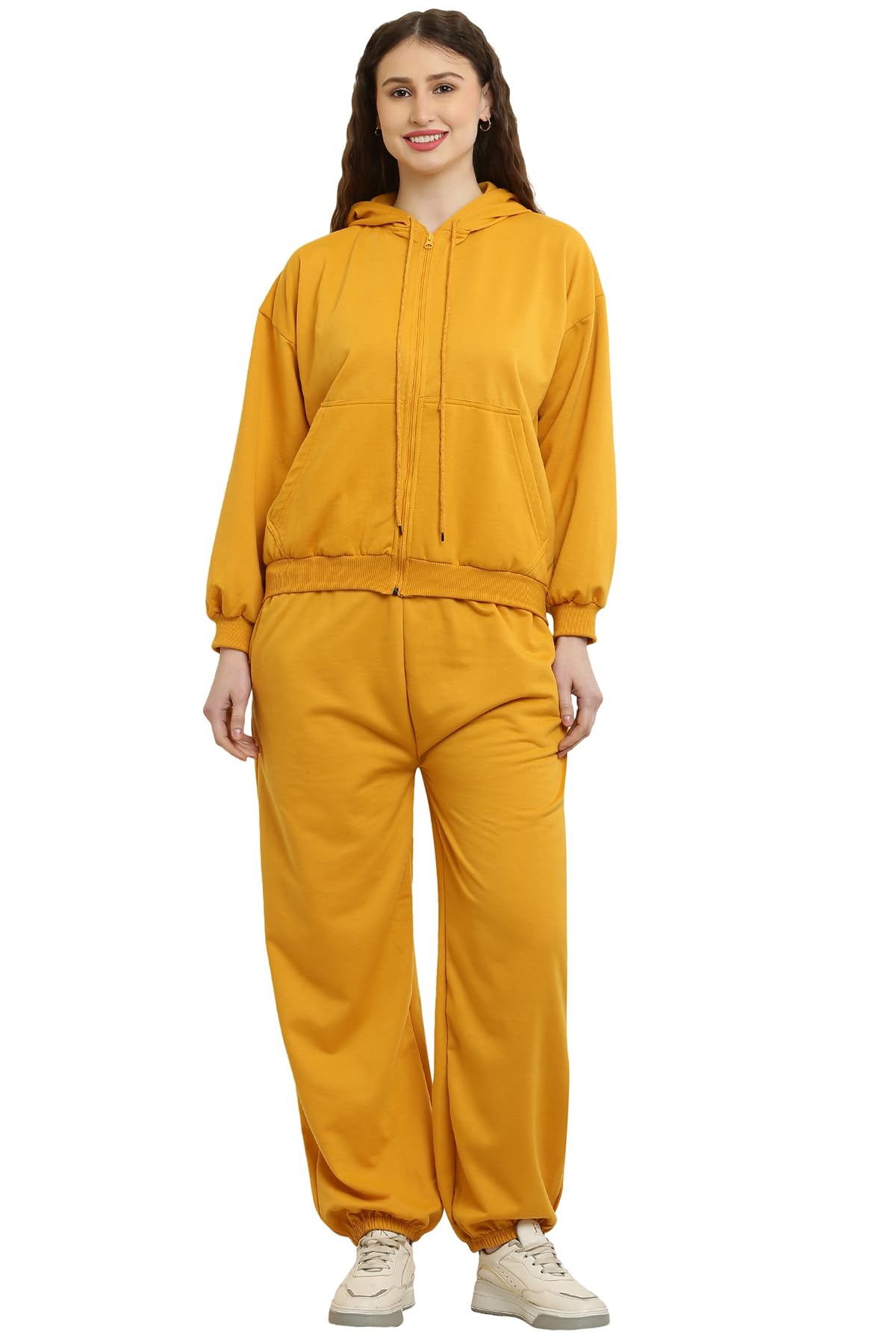DKSHH Women's Winter Fleece Tracksuit Set, Full Zip Hoodie with Jogger Pants, Plus Size, 2 Piece Set with Pockets || 11 COLOURS || SMALL - 10XL || (IN, Alpha, S, Regular, MUSTARD)-picture-11