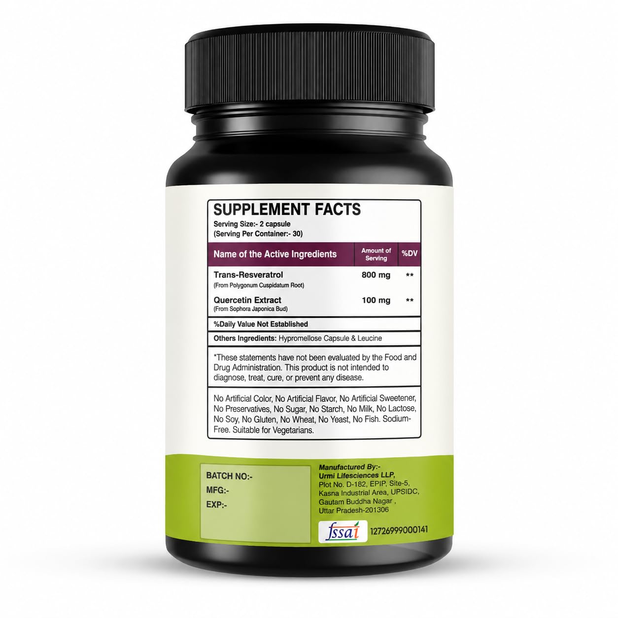 Resveratrol 800Mg with Quercetin 100Mg | 2 in 1 Antioxidant Supplement for Heart Health Immune Support & Healthy Aging | 60 Veg Capsules | Non GMO Gluten Free — Amazon image 7
