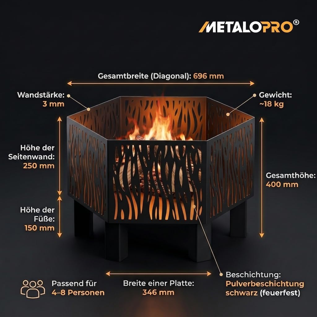 Hexa Prism misa paleniskowa, sześciokątna, 3 mm, sześciokątna, do ogrodu, geometryczna, kryształowa, laserowo cięta, produkcja UE