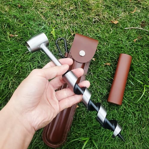 Bushcraft Überlebenswerkzeug, verlängerter Handschneckenschlüssel Scotch Eye manueller Handschneckenbohrer für Camping, Unterschlupf, Grill, kleine Bänke, Bushcrafting und Outdoor-Rucksackreisen…