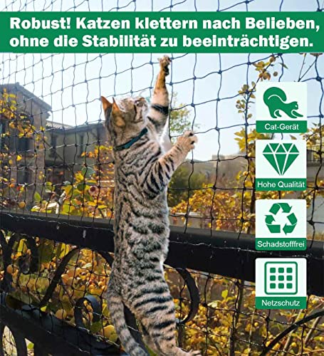 Tatamiyya Katzennetz Für Balkon, 8x2m Katzennetz Drahtverstärkt ist Robust Biss- Und Reißfest, UV- Und Witterungsbeständig, Zum Balkonen, ​Terrassen Und Fenstern(Schwarz)
