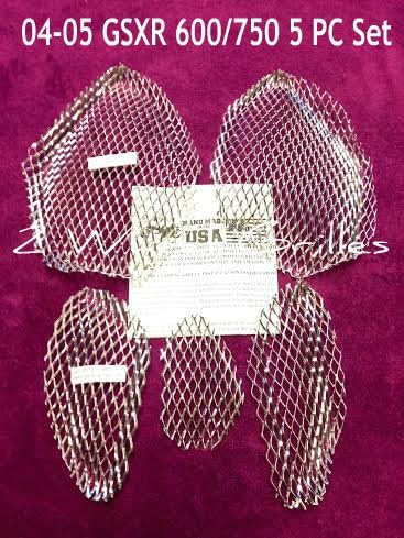 2004-2005 Suzuki GSXR 600 750 Chrome Fairing Grills Screens Vents Mesh