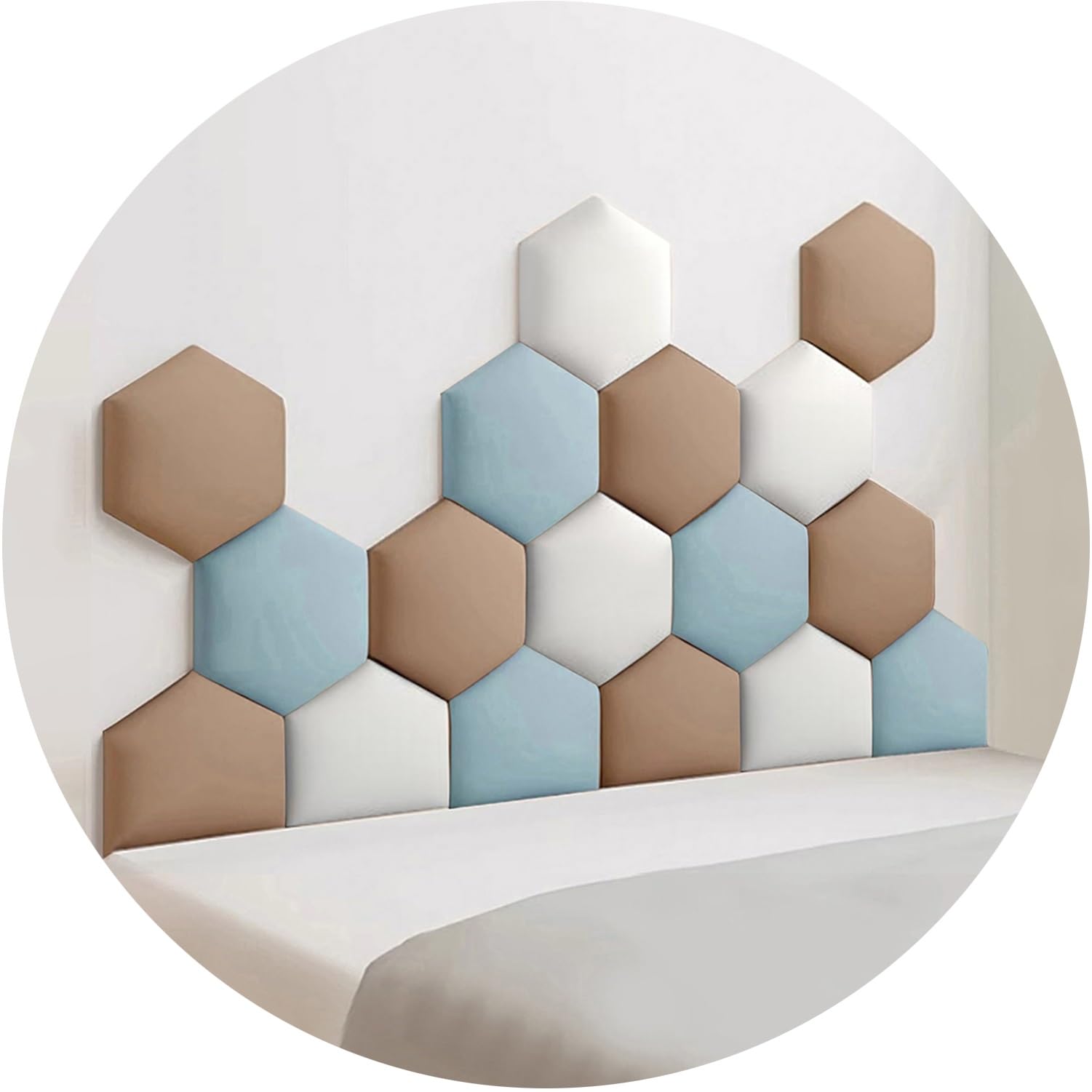 Panneaux Muraux 3D Tête de lit Tapissée Anti-Collision et Auto-adhésive Chevet Rembourrée pour Taille de lit Simple et Double(White,180x105cm)