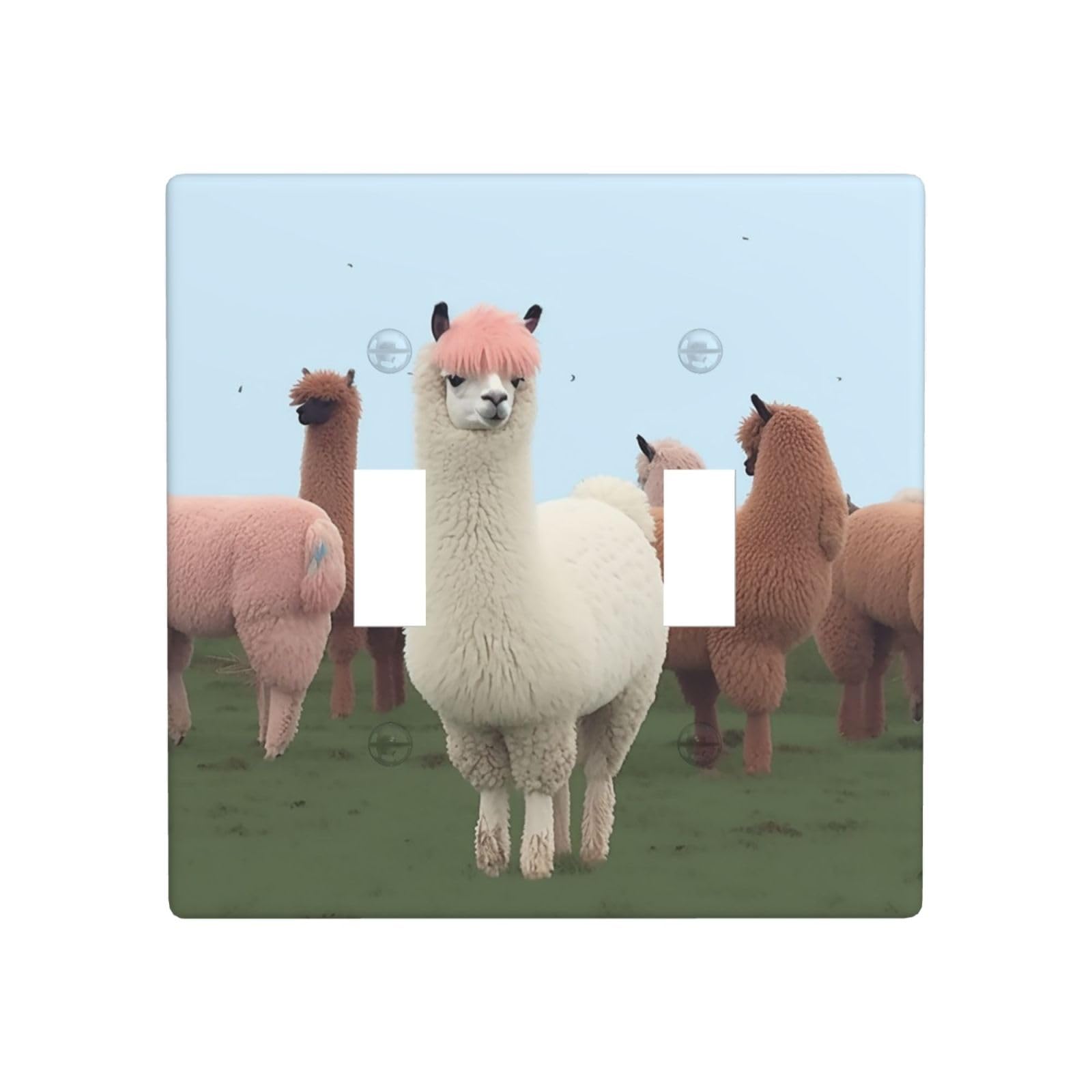 Aceprints Alpacas 2 Gang Double Toggle Wall Plates, Unbreakable Decorative Duplex Light Switch Plate Covers Electrical Switchplate Cover Faceplate For Bathroom Kitchen Decor
