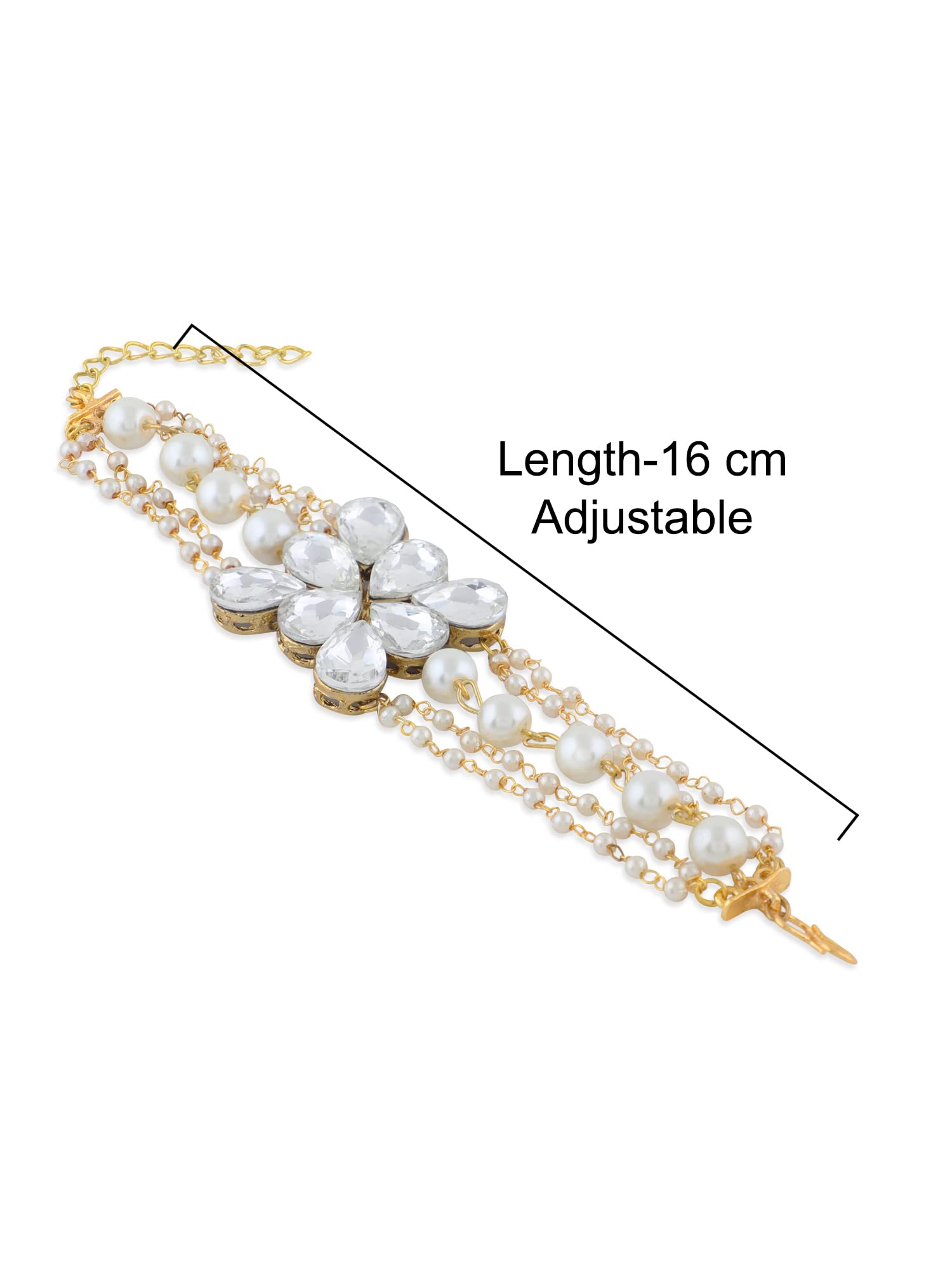 Crystal Shine Stones Pearl Bracelet For Women
