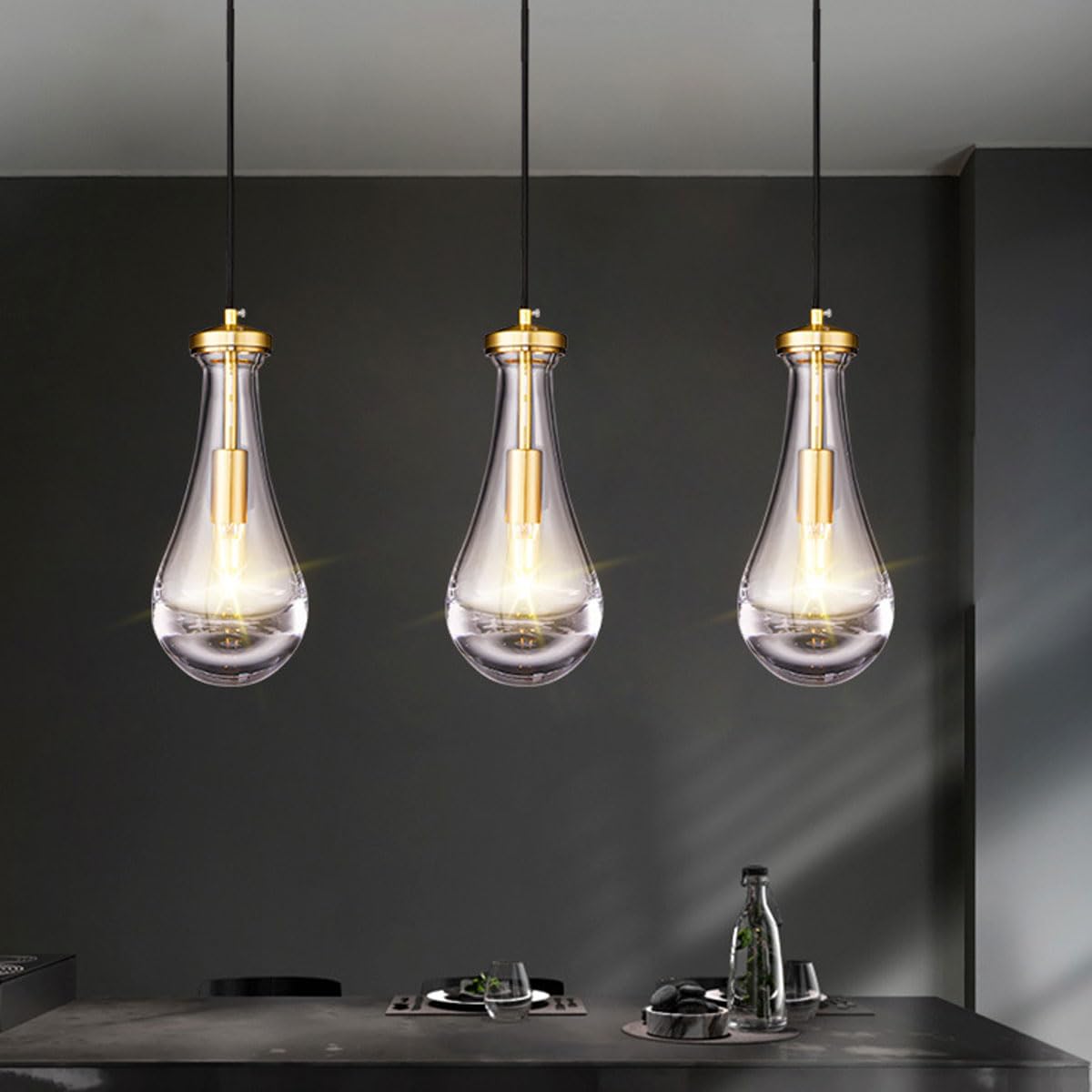Nowoczesna, prosta lampa wisząca do wnętrz, miedź i szkło, lampa wisząca, luksusowa lampa nad głową łóżka, odpowiednia do kuchni, wyspy, jadalni