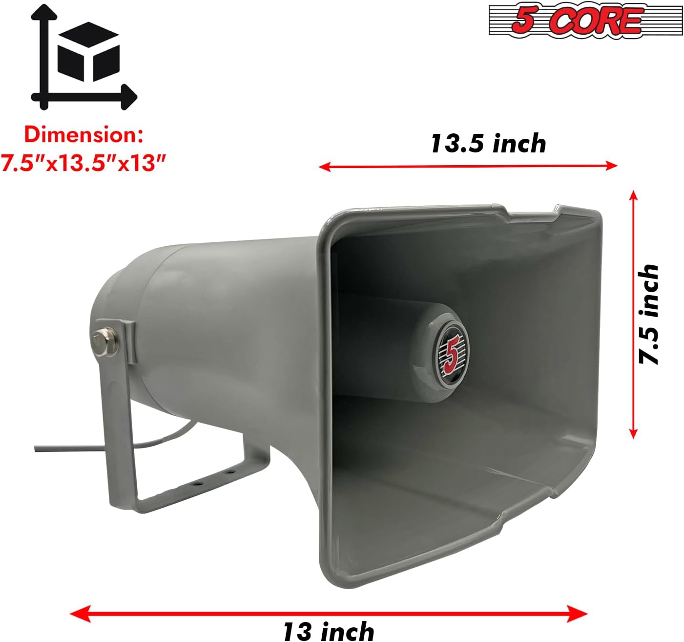 5 CORE 10 Inch PA Horn 200W Loud Speaker Bull Horn Loud Audio 8Ohm All Weather Indoor Outdoor Use Bracket and Hardware Included - SUH-150 1Pc