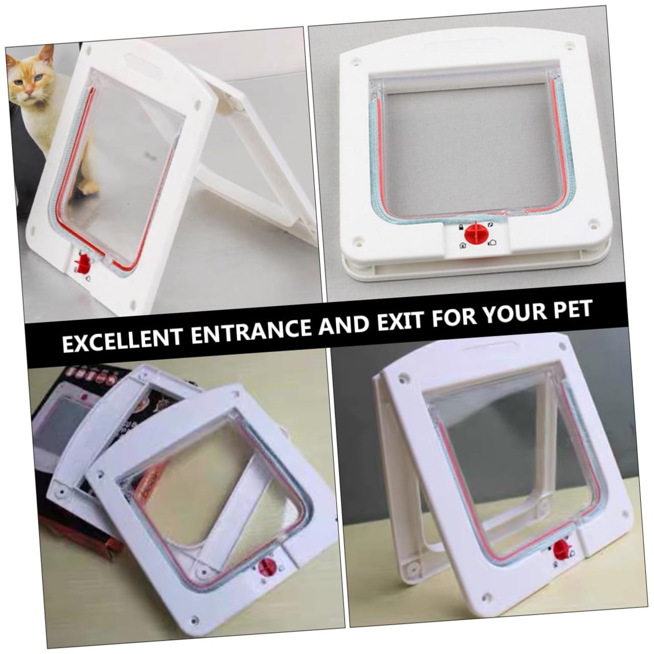 Lot de 2 Chatières Contrôlables pour Chat en Plastique Résistant, Petite Taille, Porte D’entrée/Sortie pour Animaux, Usage Intérieur et Extérieur, Adaptées aux Chats et Chatons