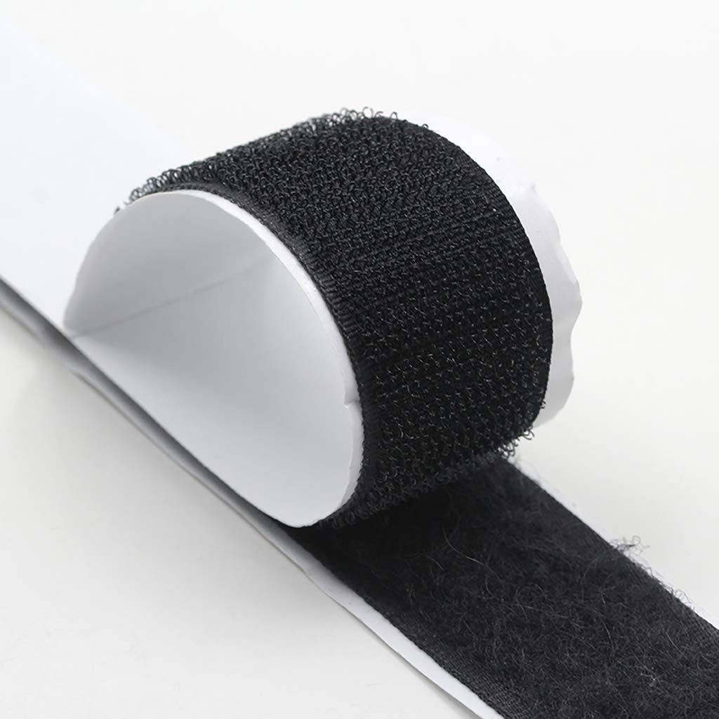Auto Adhesivo de Doble Cara 25m, Hook y Loop Cinta Rollo Cinta de Autoadhesiva con Cierre Doble Cara, para Mosquitera, Ventana, Cortina. - Negro 3cm Ancho