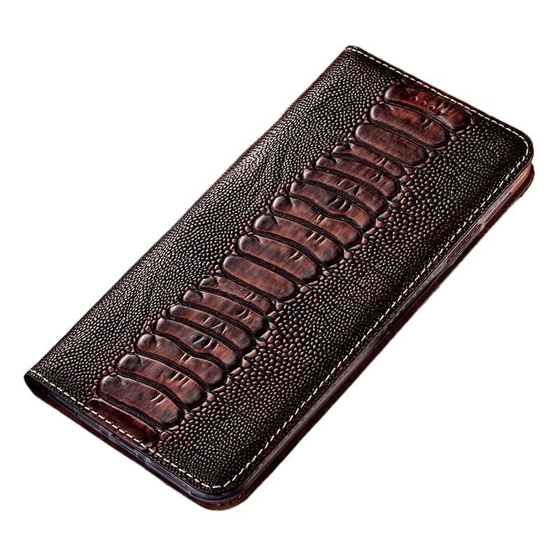 Étui en cuir véritable d'autruche Samsung S21 Plus magnétique