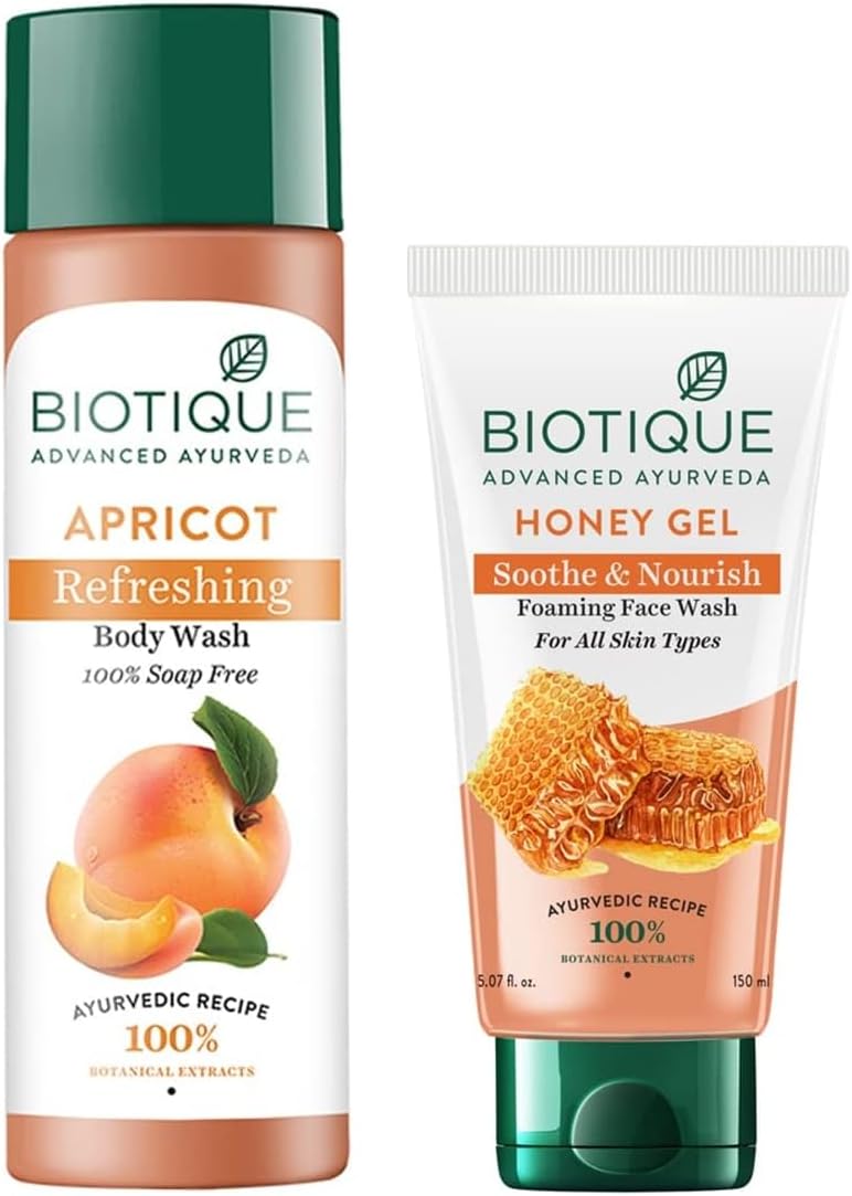 Bio Honey Gel Refreshing Foaming Face Wash, 150ml And Biotique Bio Apricot Refreshing Body Wash, 190ml