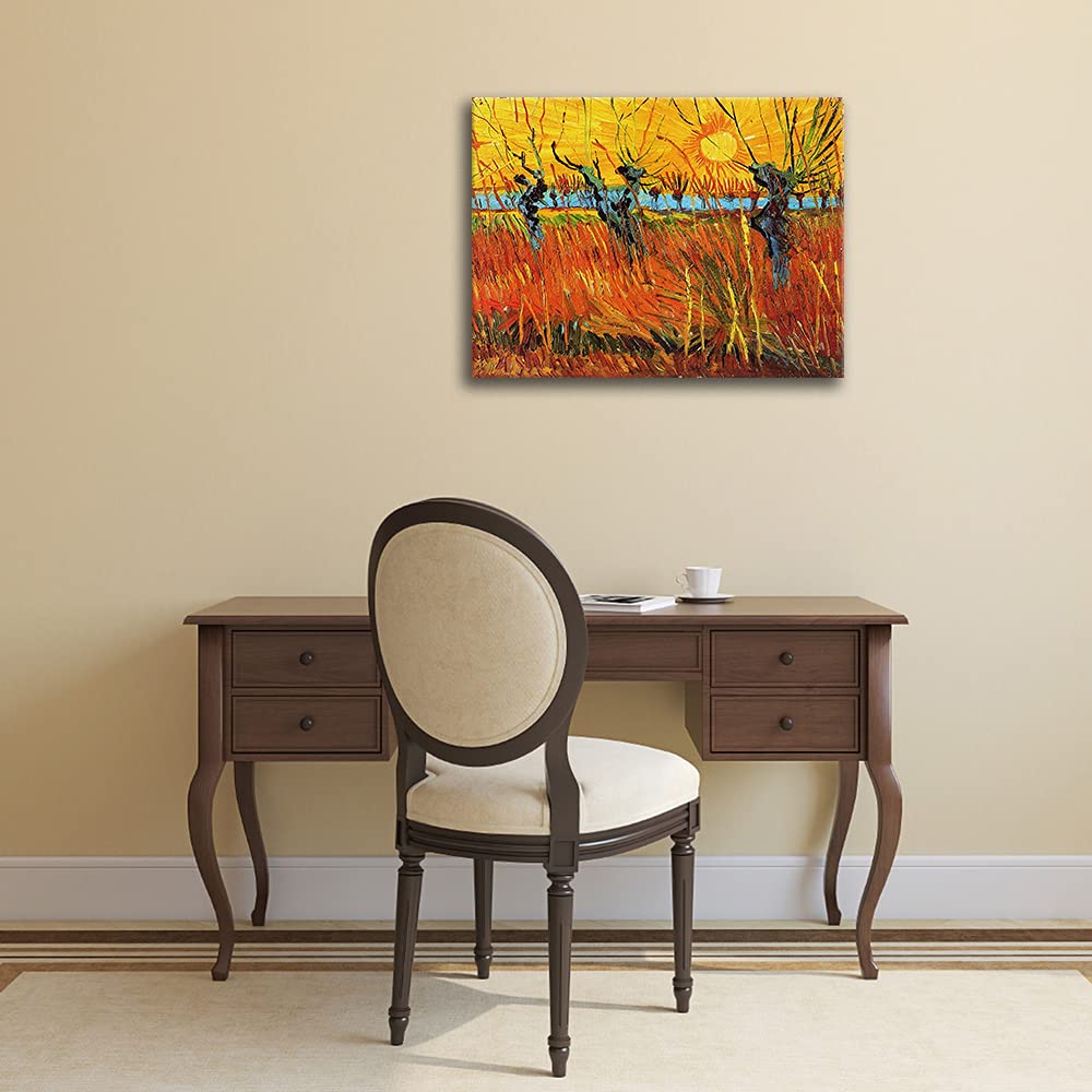 LegendArte - Stampa su tela - Salici Al Tramonto - Vincent Van Gogh - Quadro su Tela, Decorazione Parete cm. 50x60