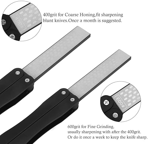 Afilador de cuchillos plegable, de grano 400/600, afilador de cuchillos de bolsillo con forma sectorial de doble cara, piedra de afilar cuchillos