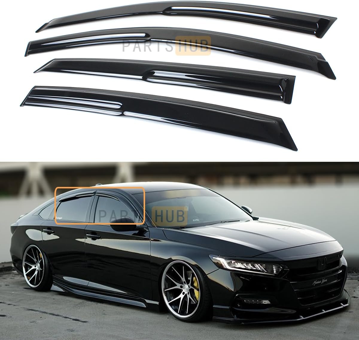 Fits for 2018-2022 10th Gen Honda Accord JDM 3D Wavy Mugen Style Window Visor Rain Guards Deflectors