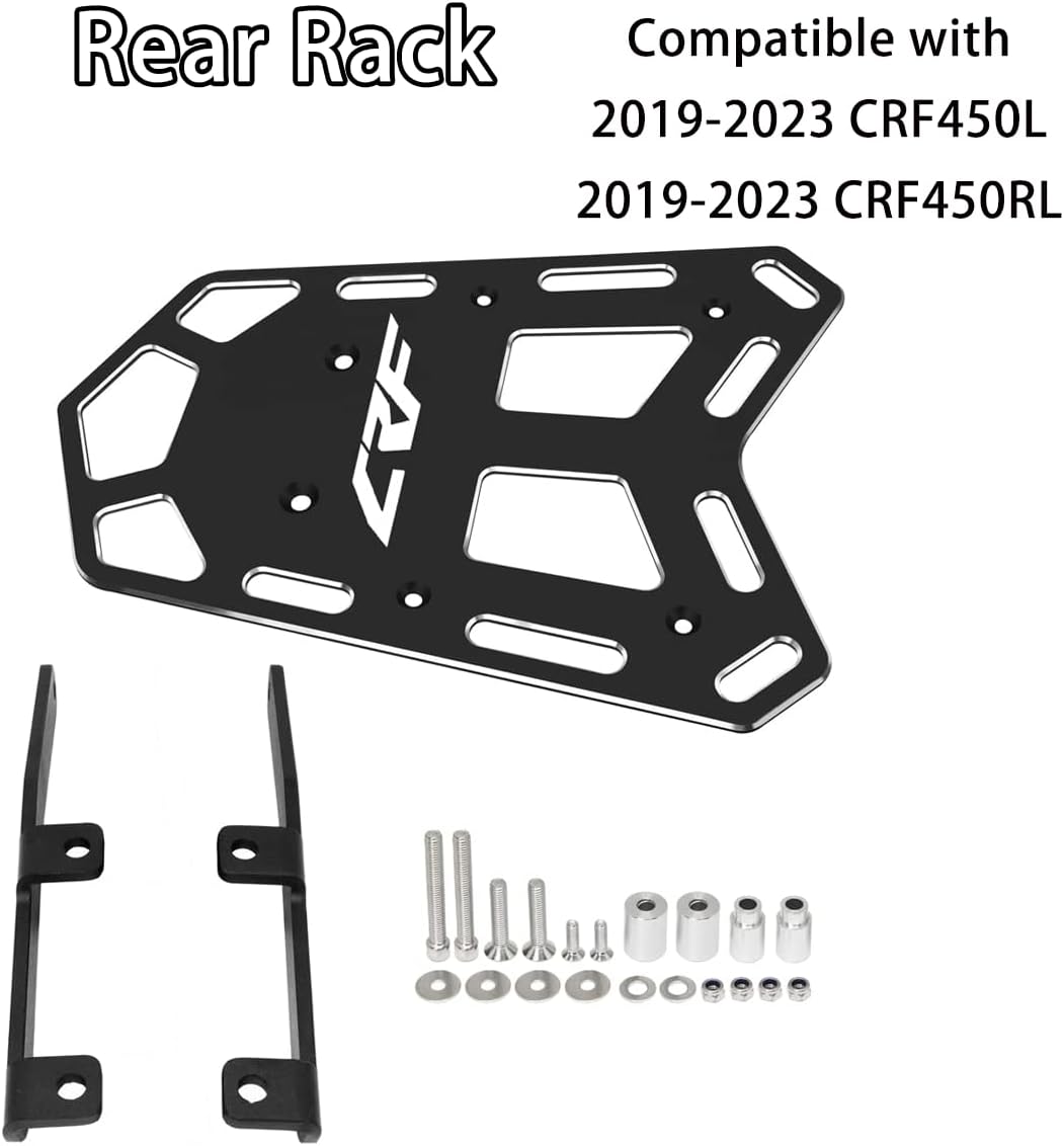 Compatible with 2019-2023 CRF450L CRF450RL Rear Rack - CNC Tail Luggage Cargo Rack (Black)