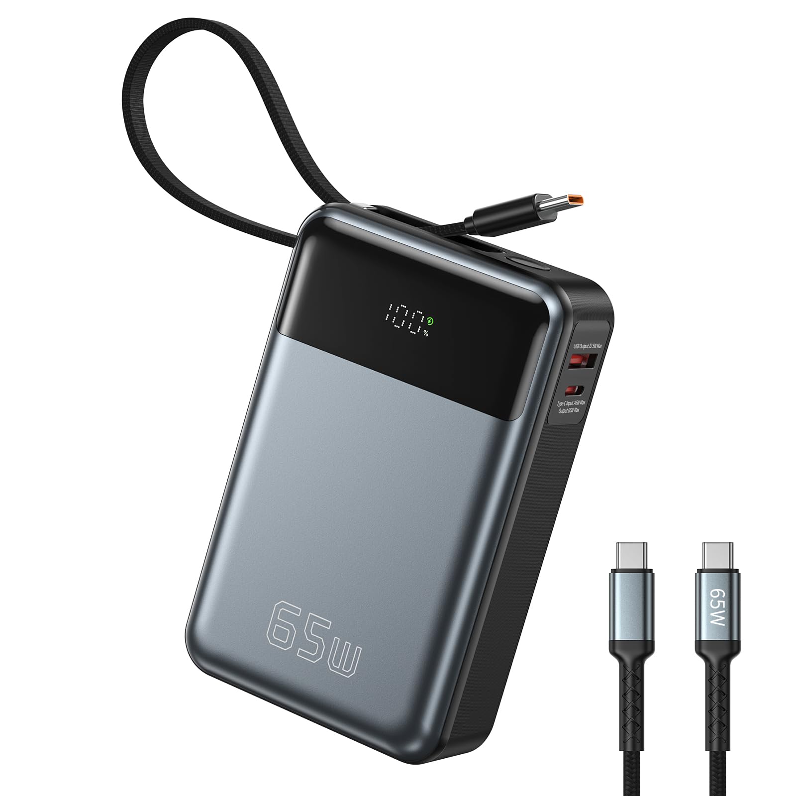 65Wのモバイルバッテリー ディスプレイ付き